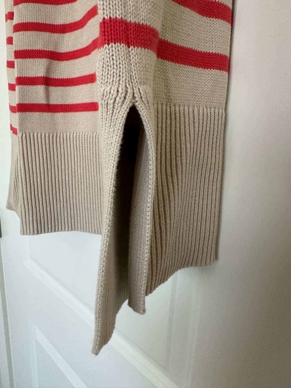 Gap 100% Cotton 24/7 Split-Hem Roll Neck Sweater in Cream & Coral Size XL - Picture 12 of 12